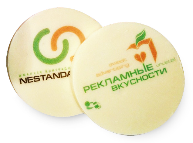 Круглые конфеты на палочке с печатью логотипа