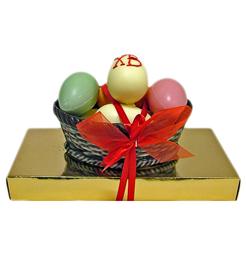 Шоколадная скульптура – пасхальные яйца в корзинке