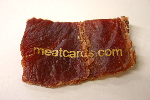 Съедобные визитки из вяленого мяса