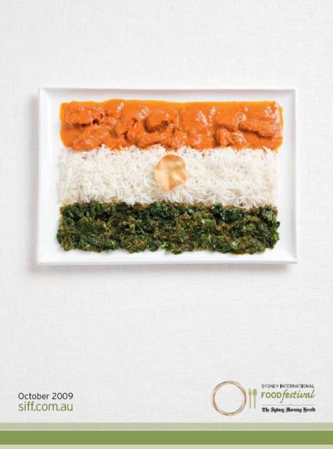 Аппетитная реклама - флаги из национальных продуктов. Индия