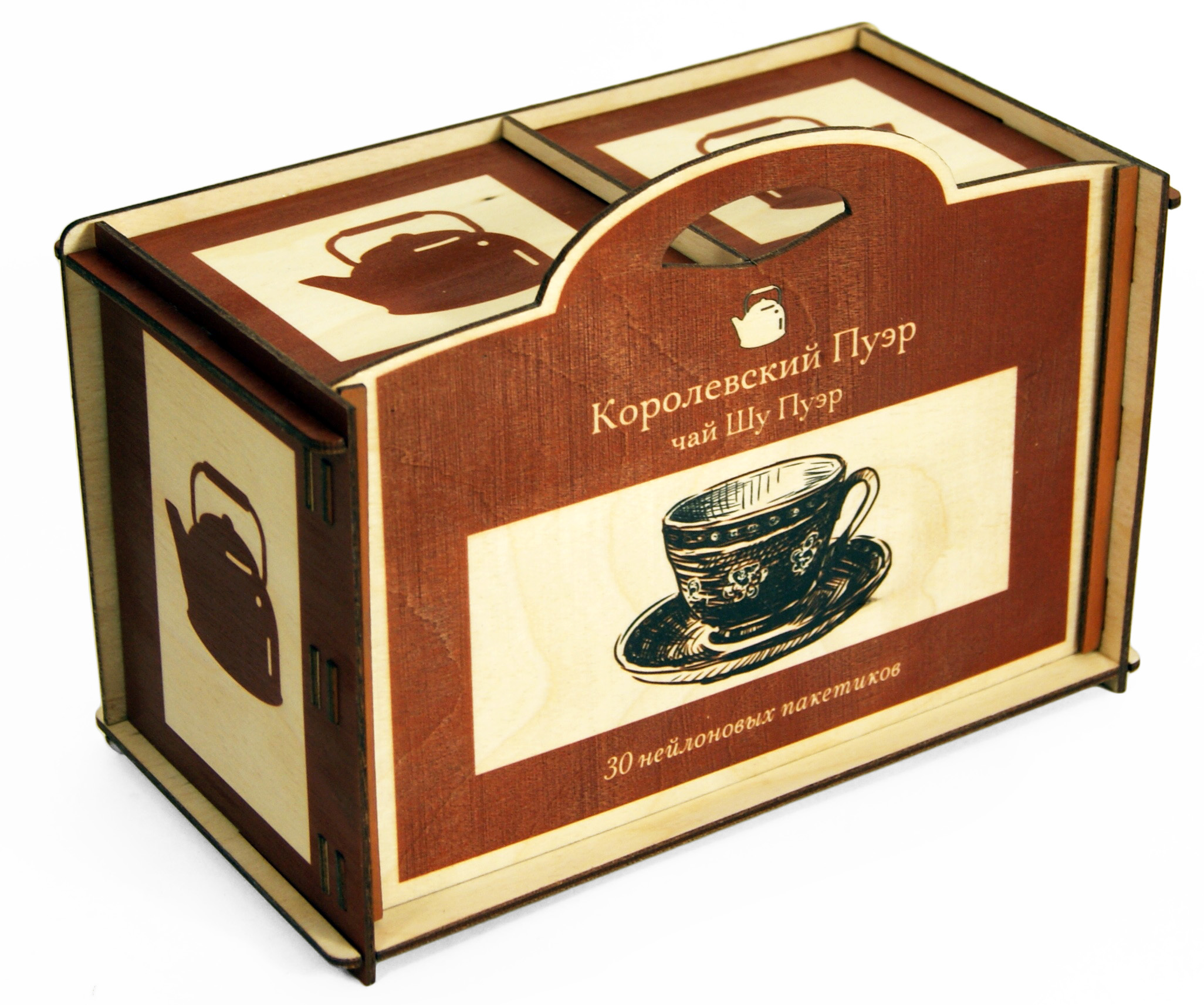 Подарочные наборы чая в коробочках из фанеры, массива и лозы