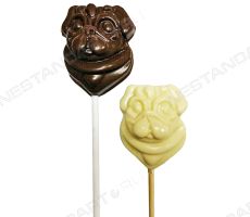 Шоколадный мопс - символ 2018 года на палочке