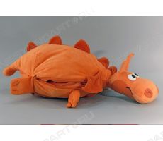 Новогодняя мягкая игрушка Дракон-подушка с карманом, средняя (оранжевая)