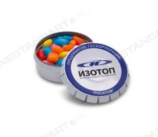 Освежающие конфеты в металлической баночке Клик-Клак с логотипом