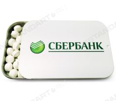 Освежающие конфетки в баночке с крышкой-слайдером и логотипом Сбербанка