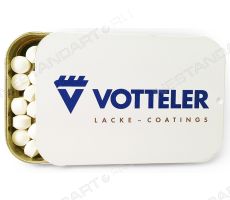 Освежающие драже в металлической баночке с крышкой-слайдером и логотипом Votteler