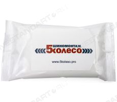 Влажные салфетки в белой упаковке с символикой шиномонтажа 5koleso.pro
