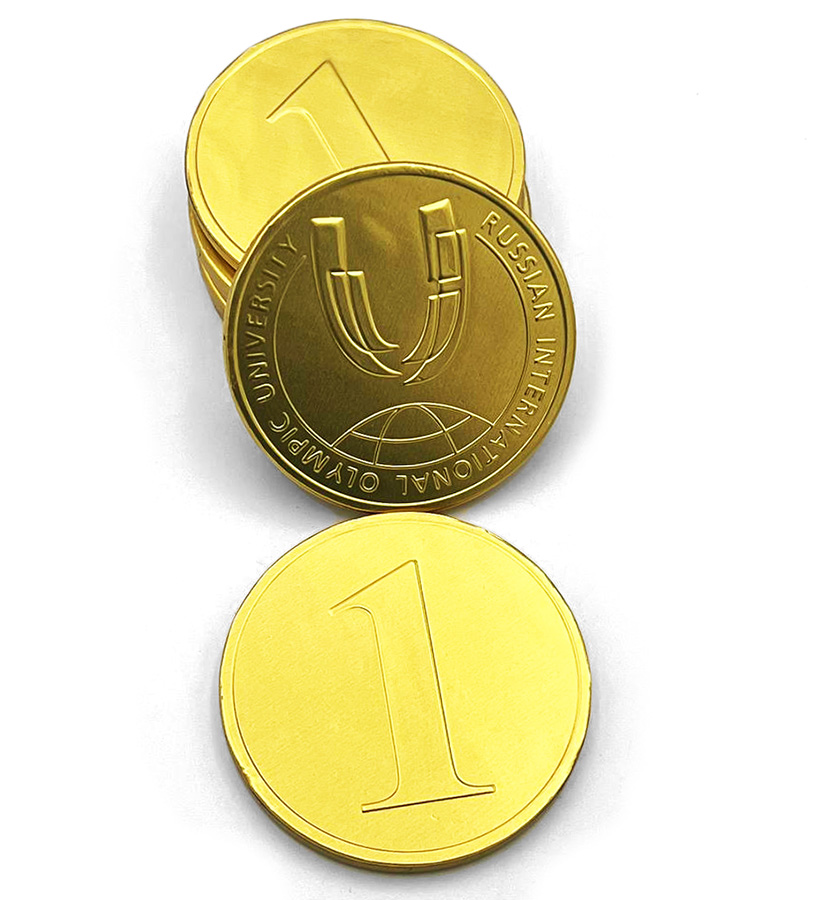 Шоколадные медали с символикой Российского Международного Олимпийского Университета
