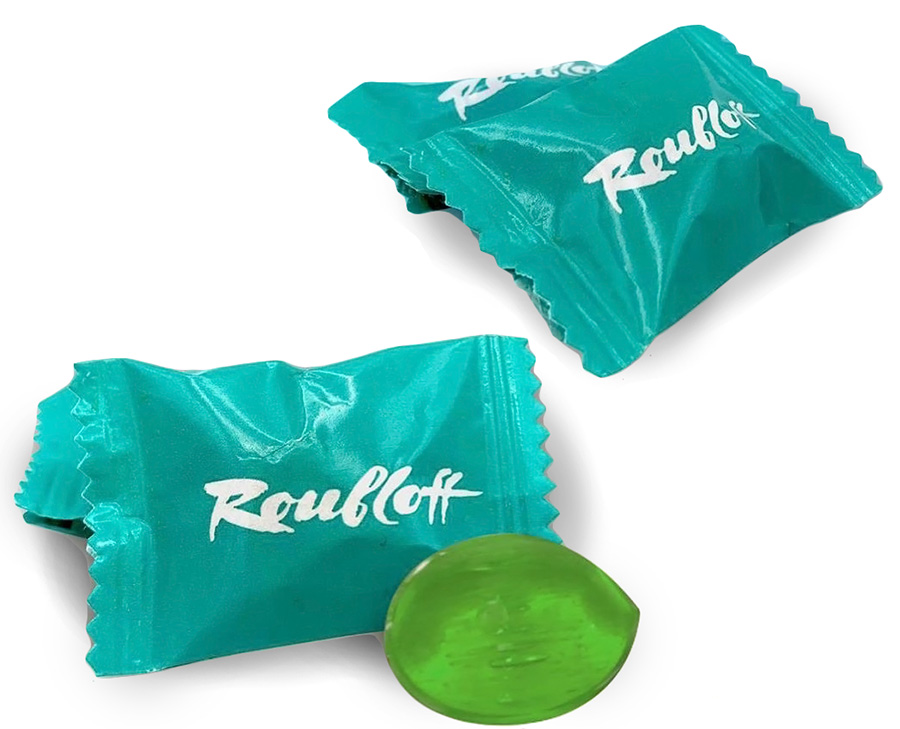Карамель в бумажной упаковке флоу-пак с логотипом Roubloff