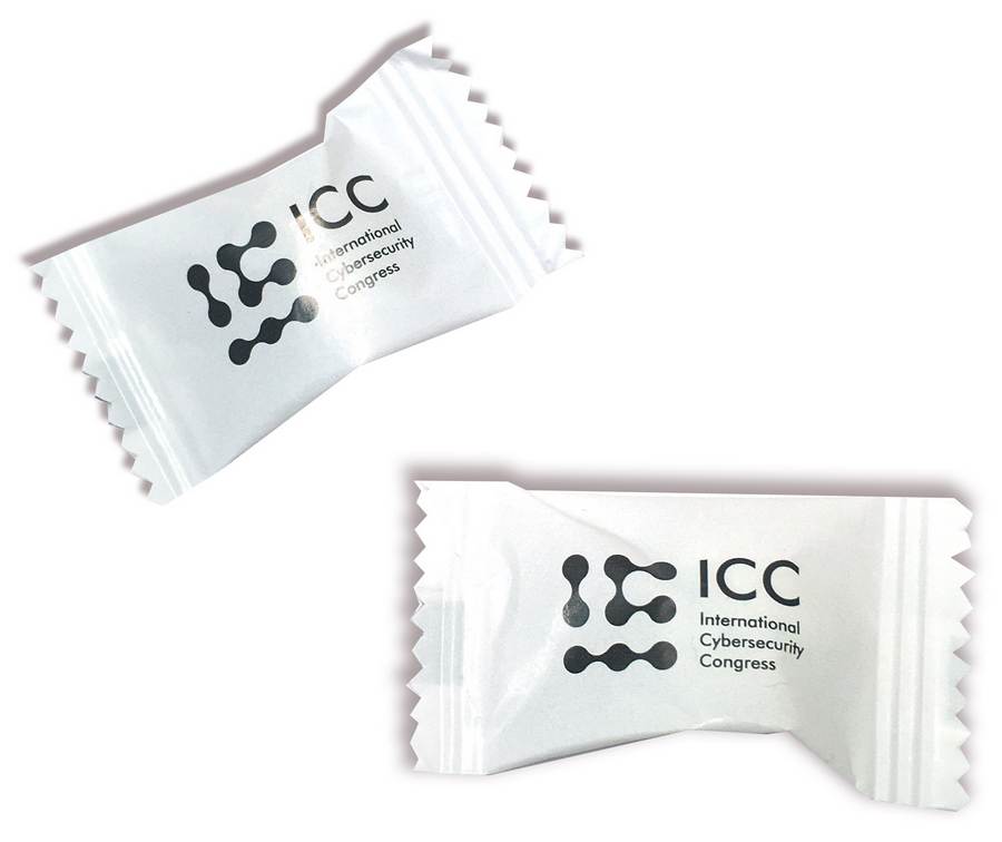 Леденцы с логотипом ICC в упаковке флоу-пак (пленка)