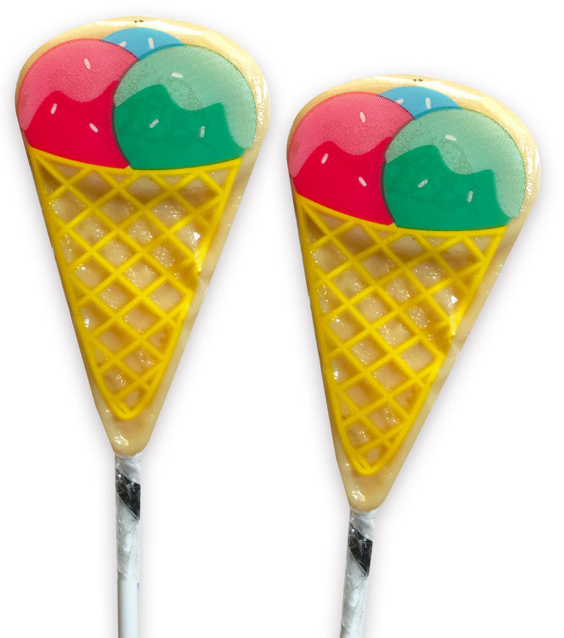Леденцы-рожки мороженого на палочке с логотипом