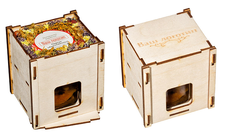 Деревянная коробочка с баночкой меда 200 мл